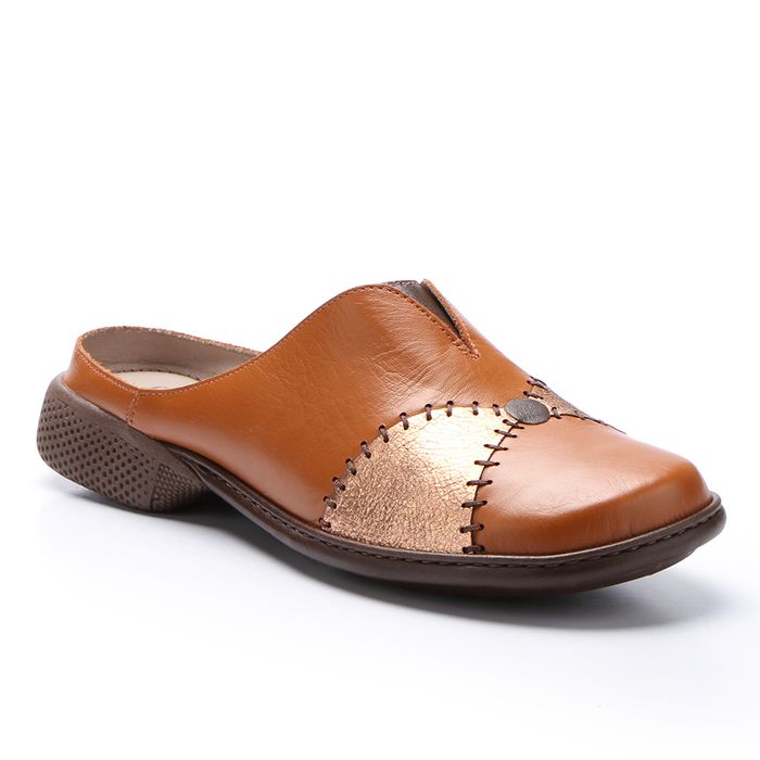 Sapatilha Feminina Mule em Couro cor Mel J.Gean