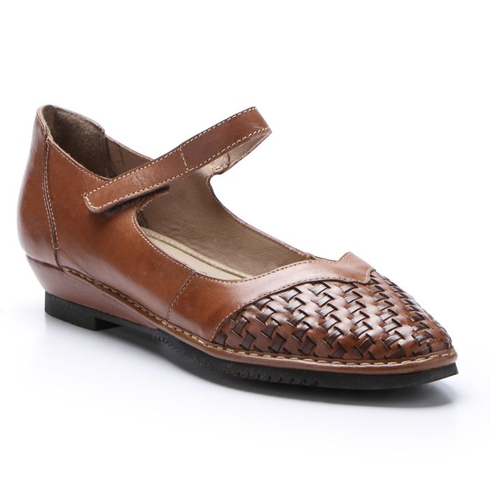 Sapatilha Anabela em Couro cor Amêndoa J.Gean 