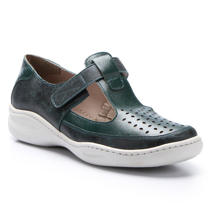 Sapatilha Joy Feminina em Couro cor Dark Green J.Gean 