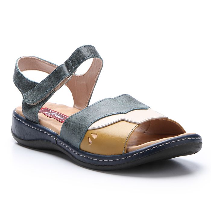 Sandália Confort Gel em Couro cor Denin J.Gean