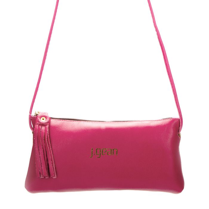 Bolsa de Mão Em Couro Fuschia J.Gean 