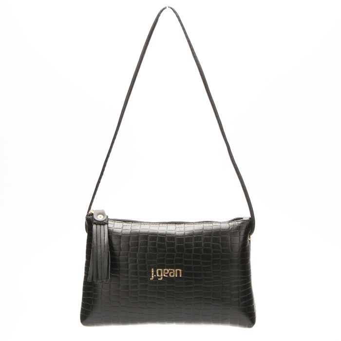 Bolsa transversal ou Tiracolo Feminina de Couro Cor Preto J.Gean.