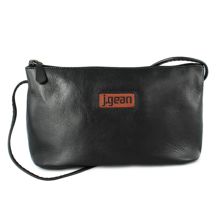 Bolsa transversal ou Tiracolo Feminina de Couro Cor Preta J.Gean 
