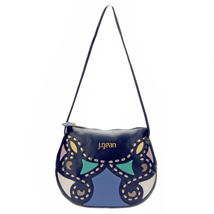 Bolsa Artesanal Em Couro Azul J.Gean 