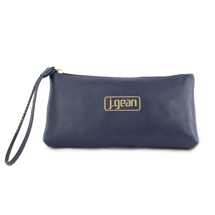 Bolsa de Mão necessaire Em Couro cobalto J.Gean