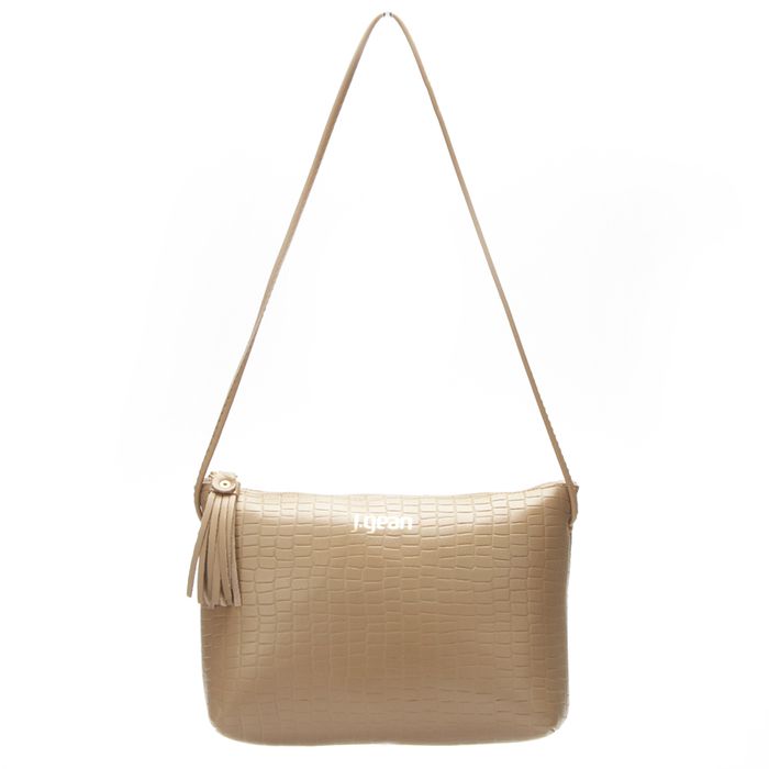 Bolsa artesanal Em Couro Bege J.Gean