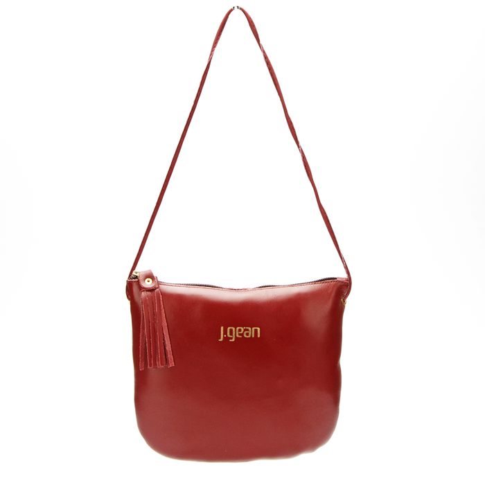 Bolsa Tiracolo em Couro Vinho J.Gean