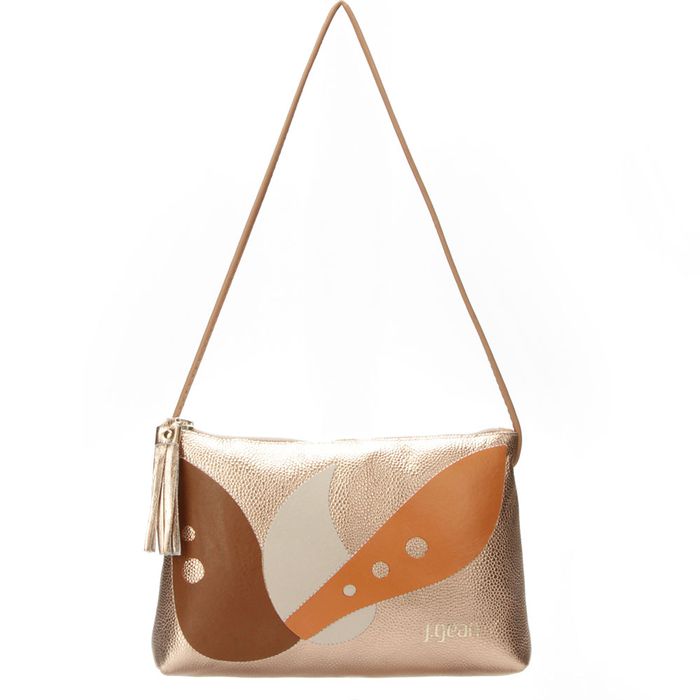 Bolsa artesanal Tiracolo em Couro Rose J.Gean 