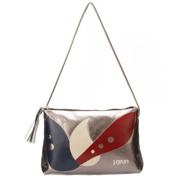 Bolsa artesanal Tiracolo em Couro Prata J.Gean 