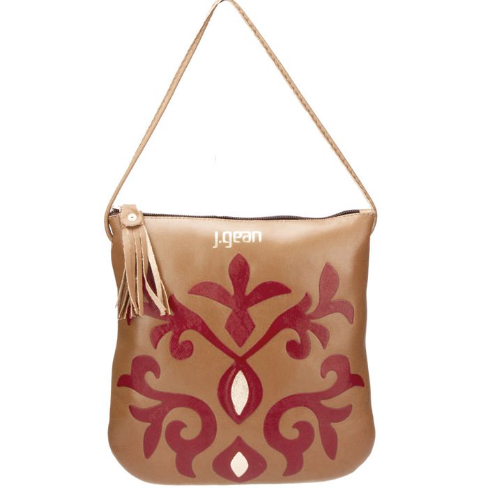 Bolsa artesanal feminina Tiracolo de Couro J.Gean cor Suede
