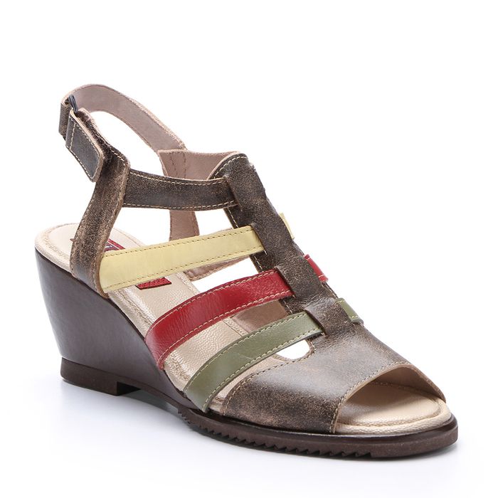 Sandália Susan Anabela em Couro cor Café J.Gean