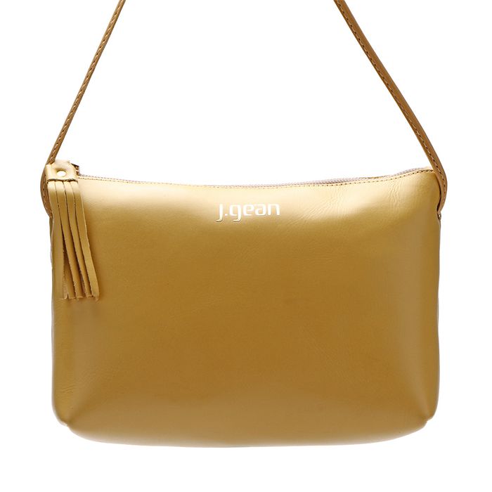Bolsa artesanal feminina Em Couro cor Mustard