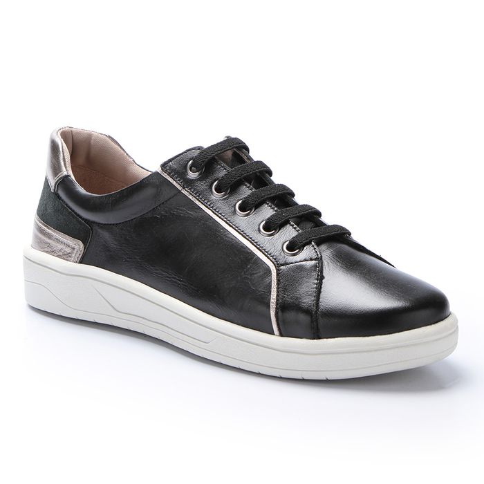 Tênis Feminino Madrid em Couro cor Preto J.Gean