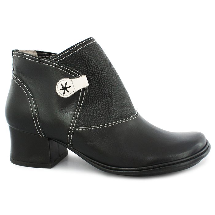 Bota Feminina Em Couro Preta salto grosso J.gean cod. FR0002