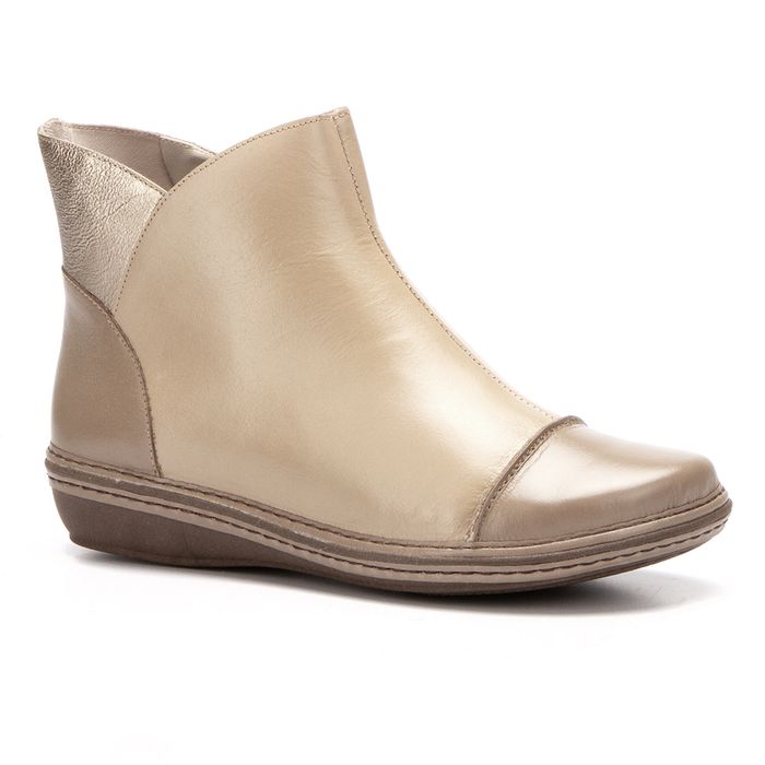 Bota Feminina New Nina em Couro Cinza Deserto J.Gean 