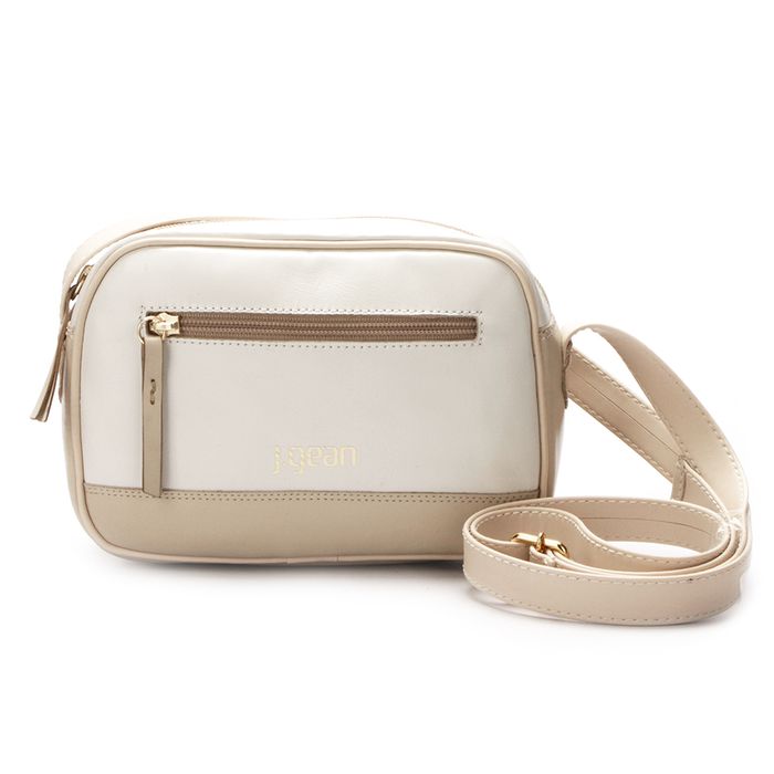 Bolsa Feminina Em Couro OffWhite alça ajustável J.Gean