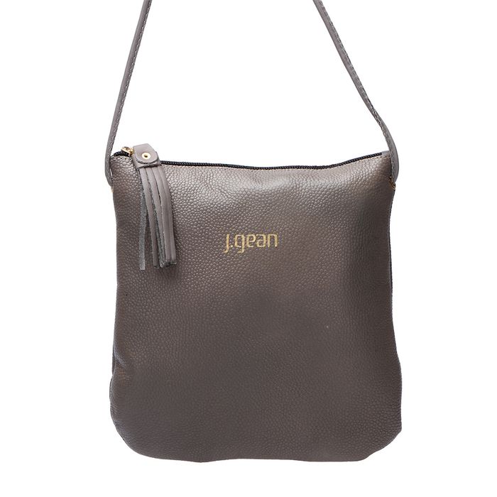 Bolsa transversal ou Tiracolo Feminina de Couro Cor Cinza J.Gean 