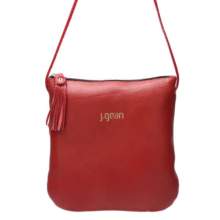 Bolsa transversal ou Tiracolo Feminina de Couro Cor Cherry J.Gean .