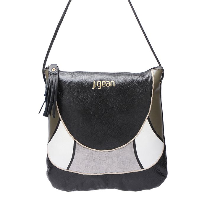 Bolsa transversal ou Tiracolo Feminina de Couro Cor Preto J.Gean.