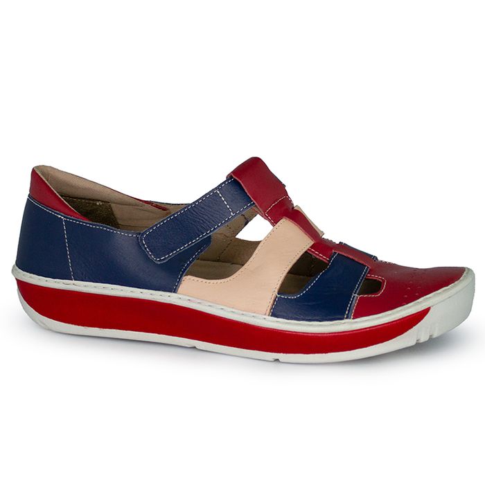 Sapatilha Salomé Feminina Wave em Couro cor Navy Exclusividade J