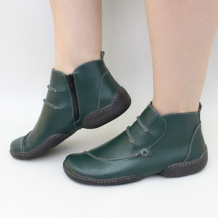 Bota Feminina Rasteira em Couro legítimo cor Dark Green J.Gean cod. CM0027