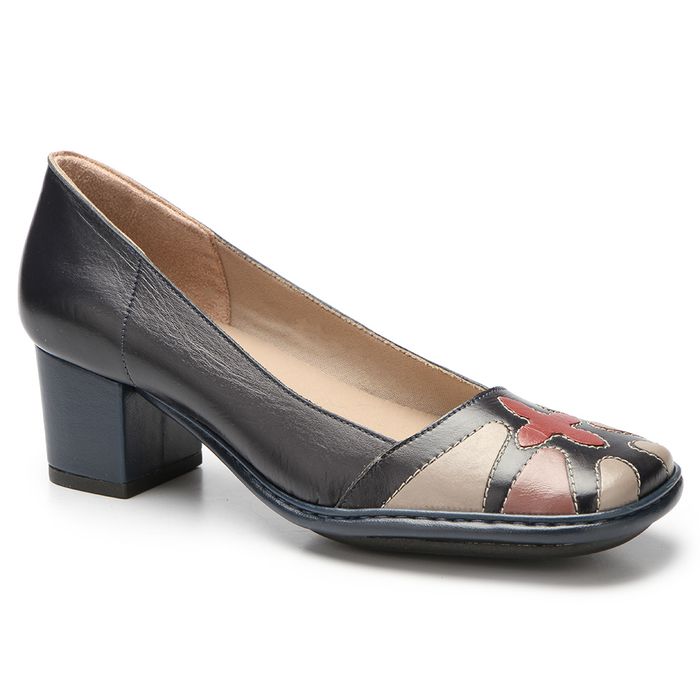 Sapato Feminino Em Couro Salto Alto Dark Blue J.gean 