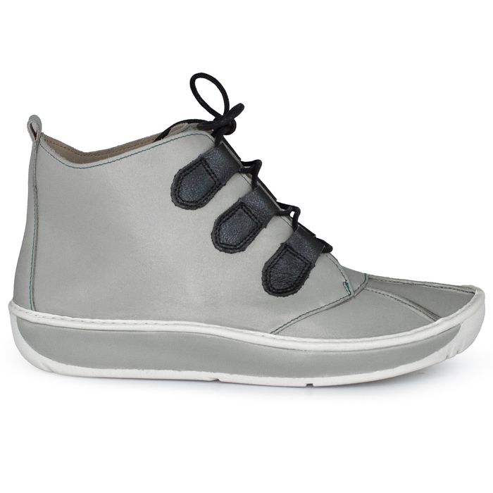 Bota feminina J.Gean Wave em couro cor Cinza cod. FP0002 