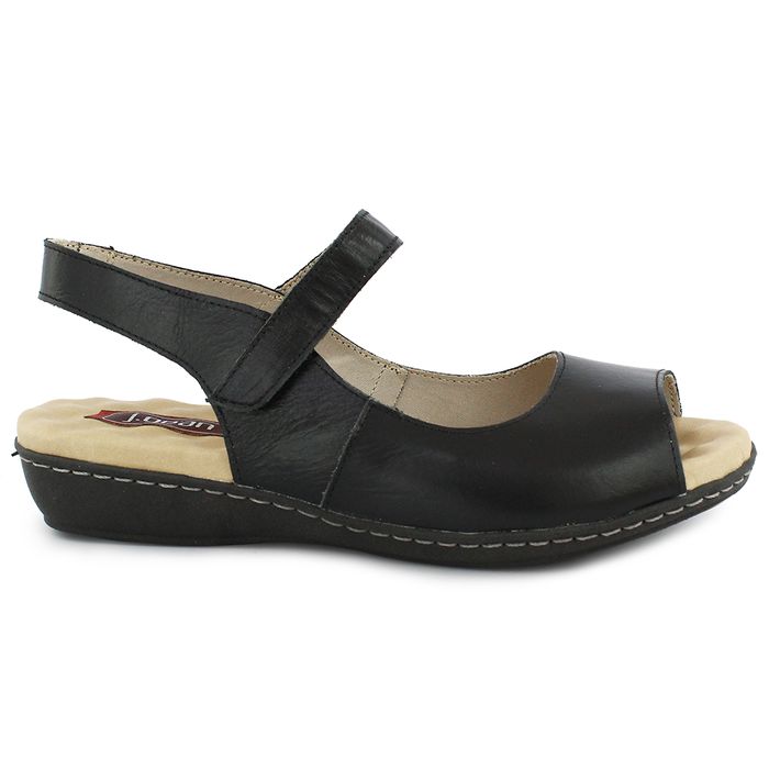 Sandália Linha Soft Gel em couro cor Preto J.Gean