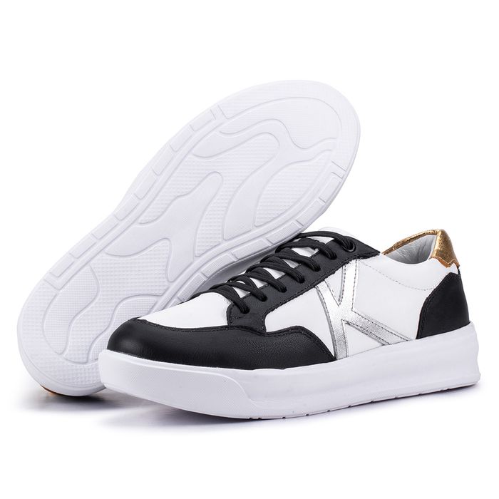 Tênis Feminino Flora Kéffor em Couro Branco Com Re... - KÉFFOR Calçados