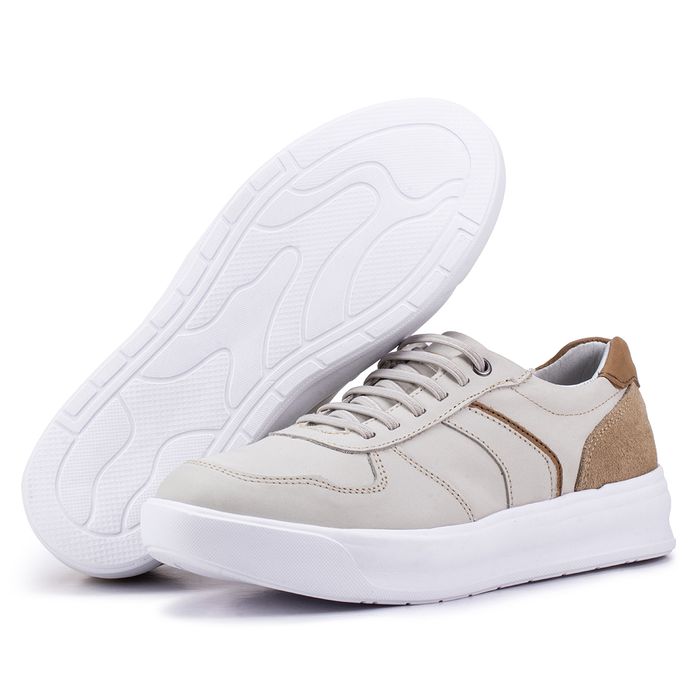 Tênis Feminino Flora Kéffor em Couro Bege - 90015... - KÉFFOR Calçados