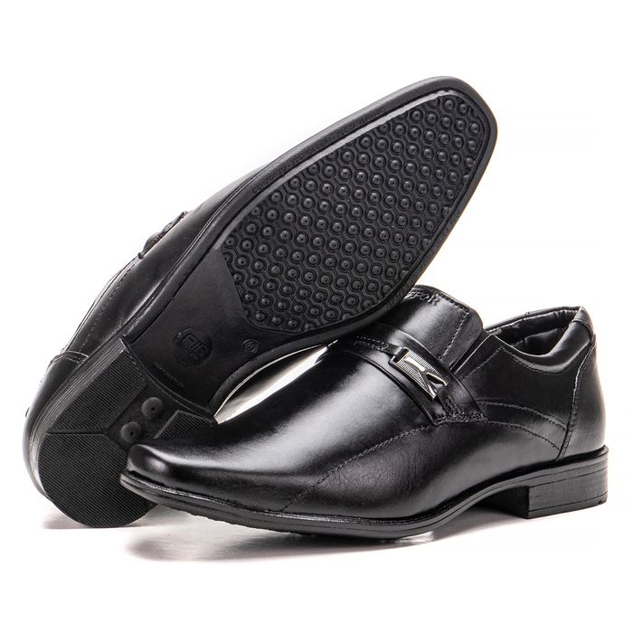 Sapato De Couro Masculino Preto Confortável Espuma... - KÉFFOR Calçados