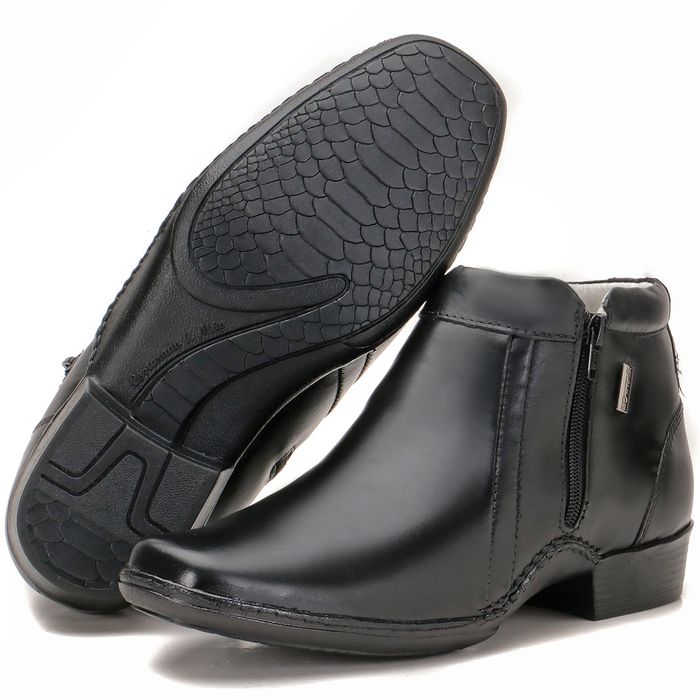 Bota Botina Masculina Em Couro Preto Zíper Macio N... - KÉFFOR Calçados