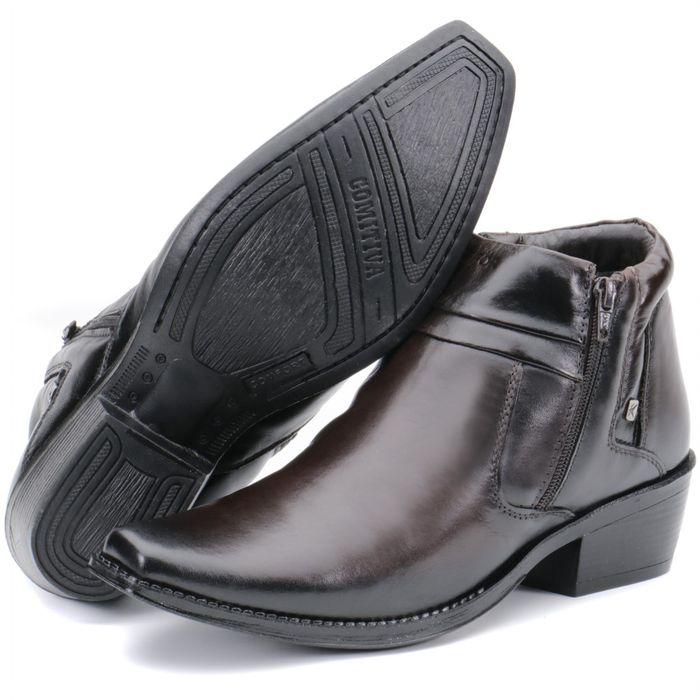Bota Masculina Em Couro Bico Fino Café Kéffor Linh... - KÉFFOR Calçados