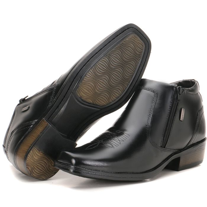 Bota Country Masculina Em Couro Kéffor Preto Linha... - KÉFFOR Calçados