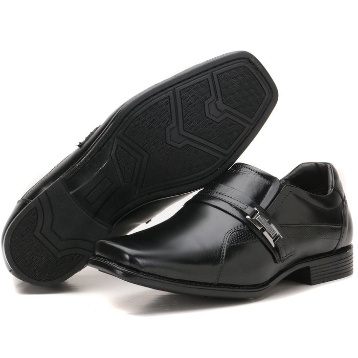 Sapato Social Masculino Couro Preto Bico Largo Met... - KÉFFOR Calçados