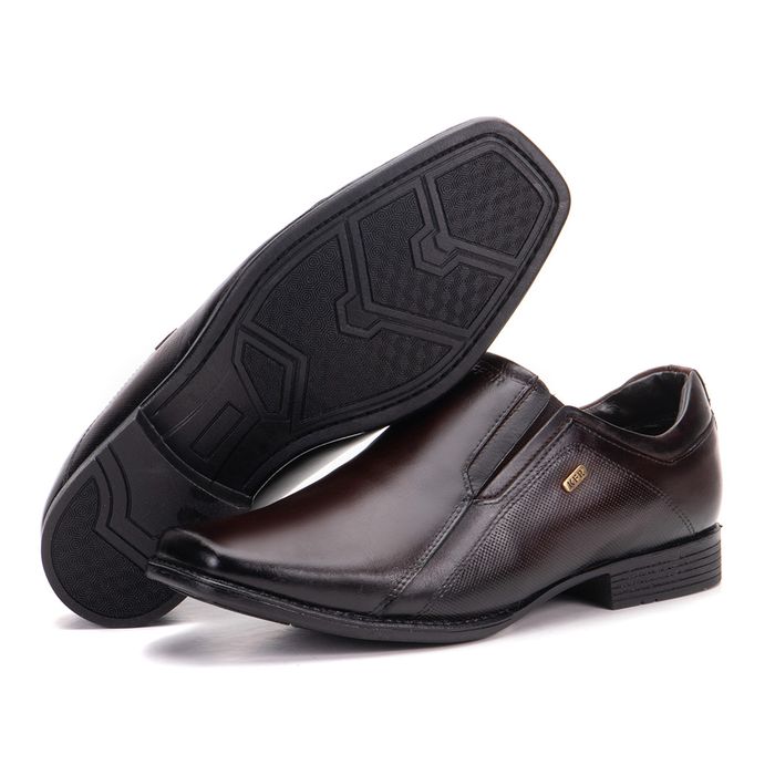 Sapato Masculino Bico Quadrado Couro Marrom Metróp... - KÉFFOR Calçados
