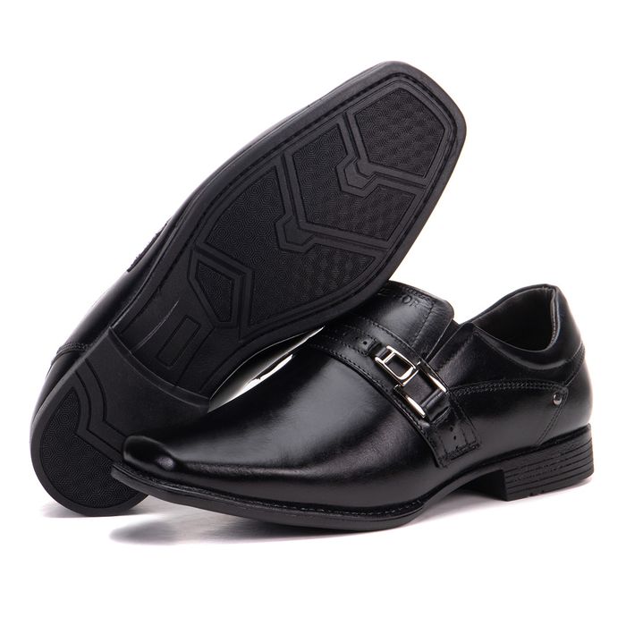 Sapato Masculino Bico Quadrado Couro Preto Metrópo... - KÉFFOR Calçados