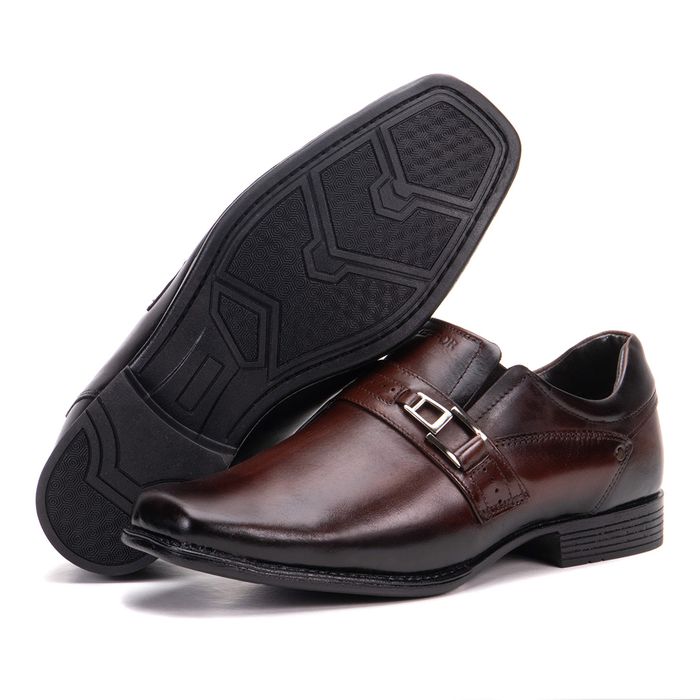 Sapato Masculino Bico Quadrado Couro Marrom Metróp... - KÉFFOR Calçados
