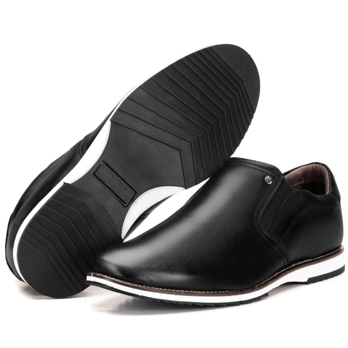 Sapato Oxford Em Couro Calce Fácil Preto Confortáv... - KÉFFOR Calçados