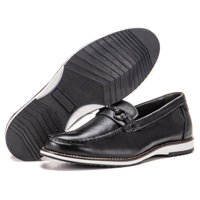 Sapato Oxford De Couro Legítimo Preto Com Gravata ... - KÉFFOR Calçados