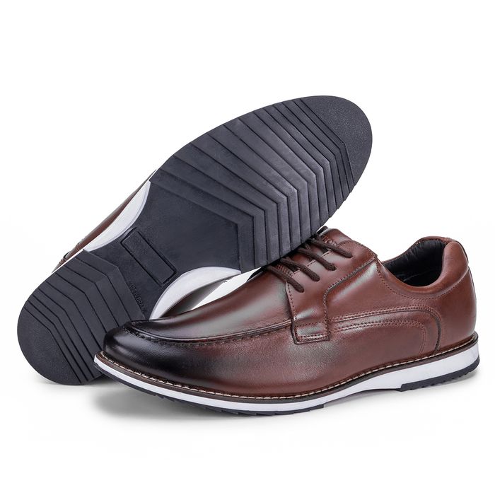 Sapato Oxford Couro Legítimo Marrom Confortável Pl... - KÉFFOR Calçados