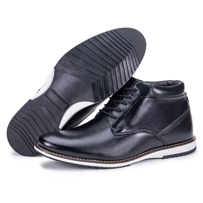 Sapato Oxford Derby De Couro Cano Curto Preto Maci... - KÉFFOR Calçados