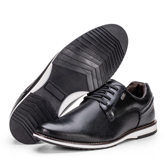 Sapato De Couro Masculino Preto Calce Fácil Linha... - KÉFFOR Calçados