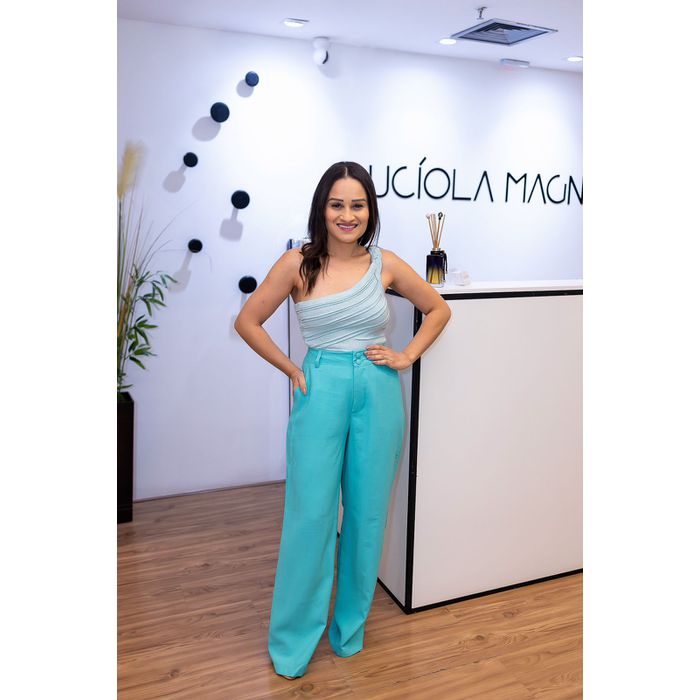Calça Flare Verde Água - Kátia - LUCIOLA MAGNO
