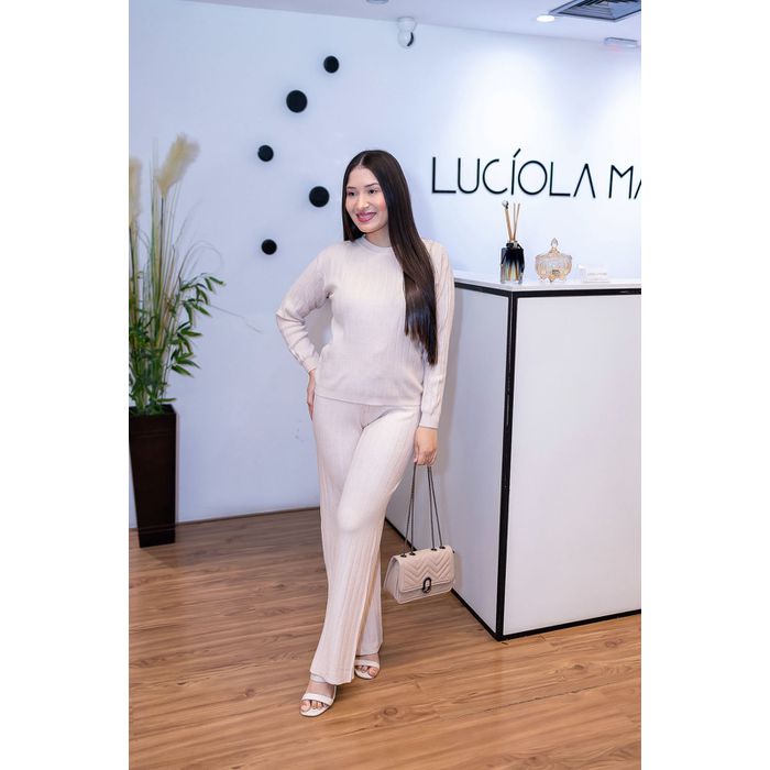 Conjunto Tricô Marília Off com Blusa e Calça | Con... - LUCIOLA MAGNO