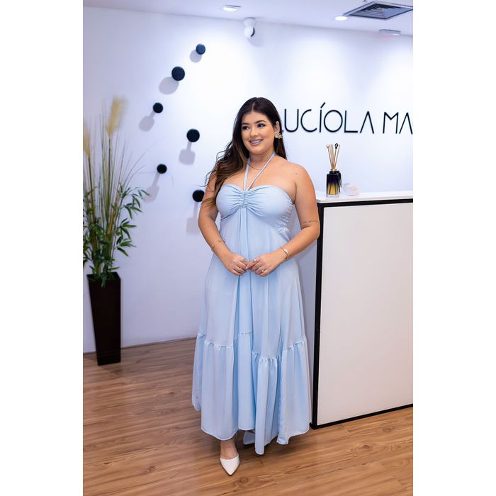 Vestido Gabriely Azul Bebê em Tecido Corona | Mode... - LUCIOLA MAGNO