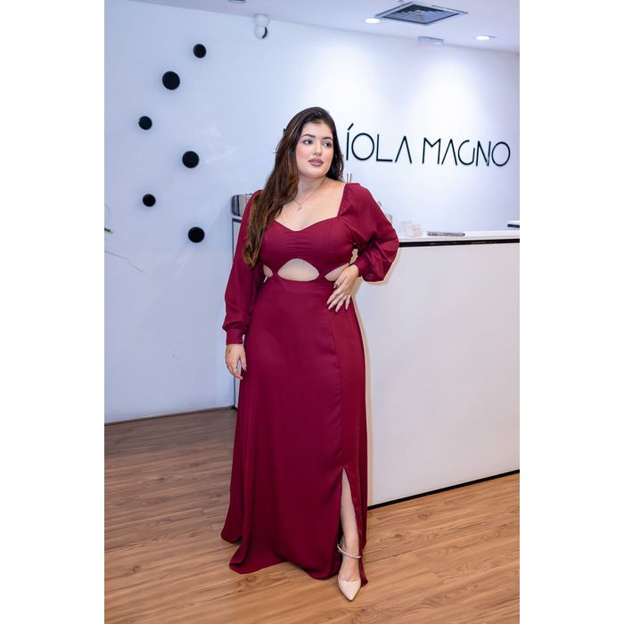 Vestido Longo Kênia em Crepe Seda Marsala | Elegân... - LUCIOLA MAGNO