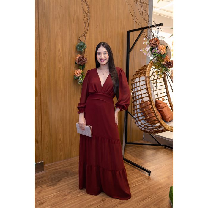 Vestido Marsala - Thaisa - LUCIOLA MAGNO