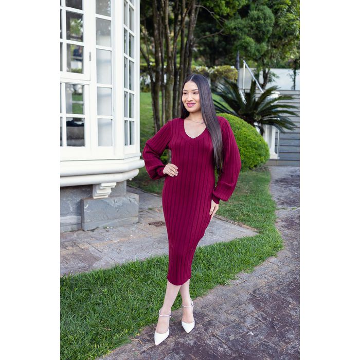 Vestido Tricô Marsala - Ana Maria - LUCIOLA MAGNO