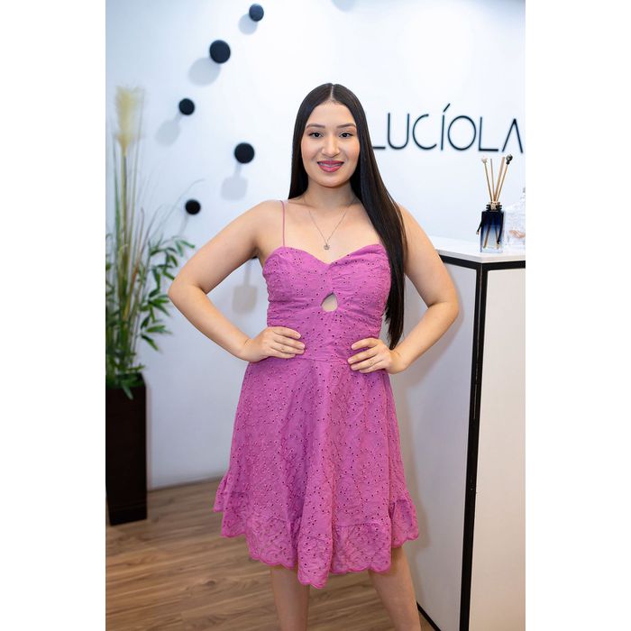 Vestido Valentina Curto em Lese Fúcsia | Leveza e ... - LUCIOLA MAGNO
